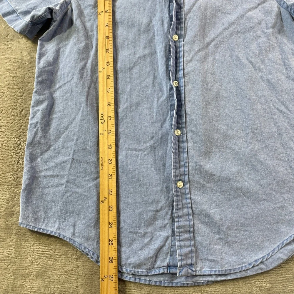 Ralph Lauren Linen Shirt Boys XL 18-20 Blue Short Sleeve Button Casual Preppy